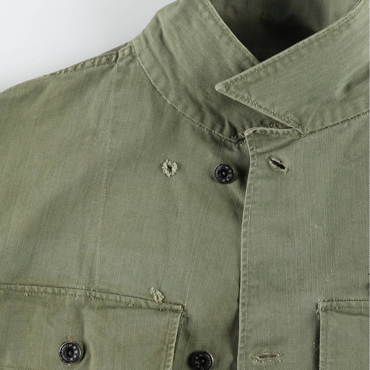 1940'S US Army M-43 Herringbone Military Utility Jacket, Made in USA, Men's Size L (Equivalent), Vintage unclear Khaki type Vintage Second Hand