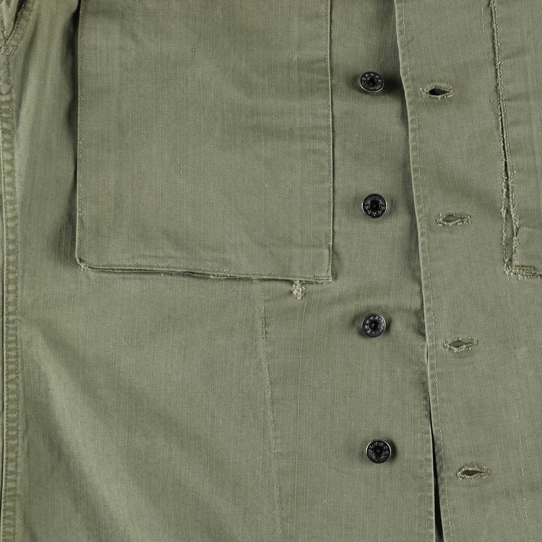 1940'S US Army M-43 Herringbone Military Utility Jacket, Made in USA, Men's Size L (Equivalent), Vintage unclear Khaki type Vintage Second Hand