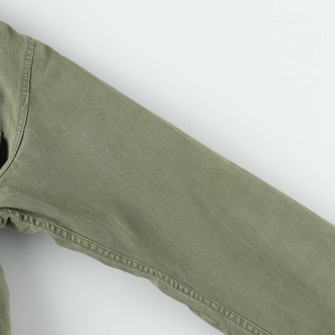 1940'S US Army M-43 Herringbone Military Utility Jacket, Made in USA, Men's Size L (Equivalent), Vintage unclear Khaki type Vintage Second Hand