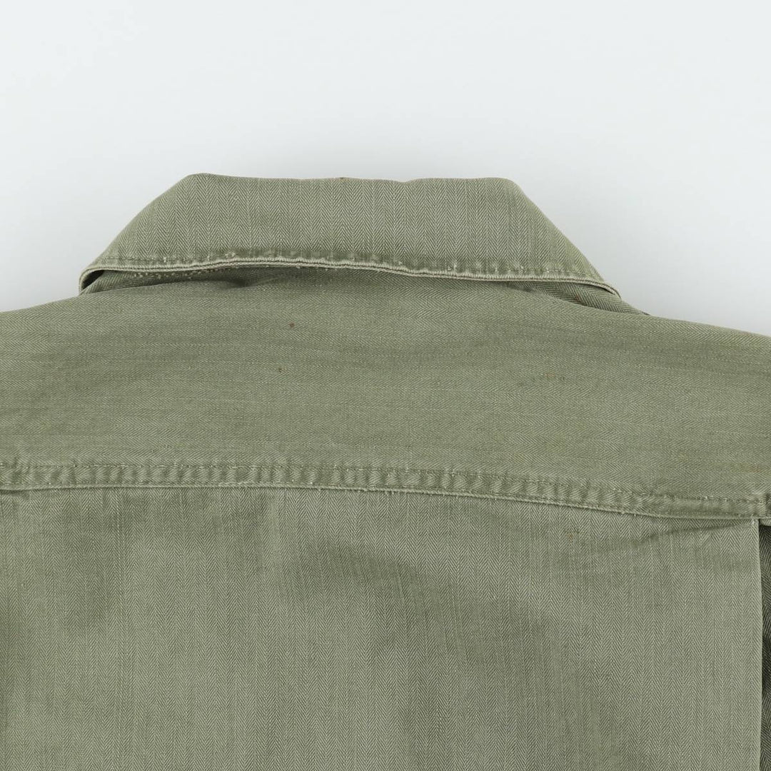 1940'S US Army M-43 Herringbone Military Utility Jacket, Made in USA, Men's Size L (Equivalent), Vintage unclear Khaki type Vintage Second Hand