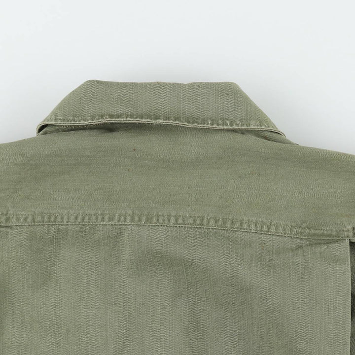 1940'S US Army M-43 Herringbone Military Utility Jacket, Made in USA, Men's Size L (Equivalent), Vintage unclear Khaki type Vintage Second Hand