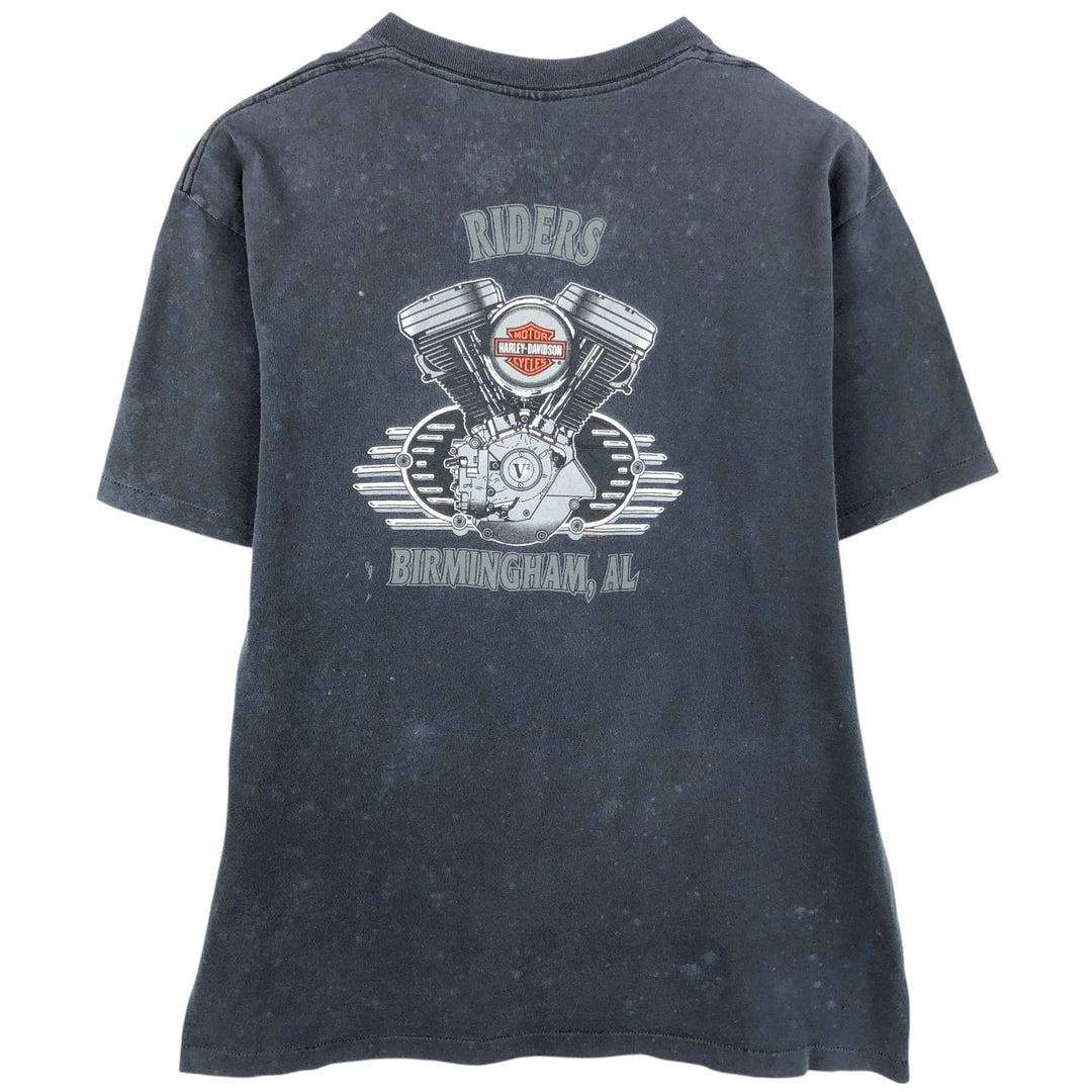 90'S Harley-Davidson Wolf Pattern Motorcycle T-Shirt, Made in USA, Men's Size XL (approx.) cotton navy blue type Vintage Second Hand