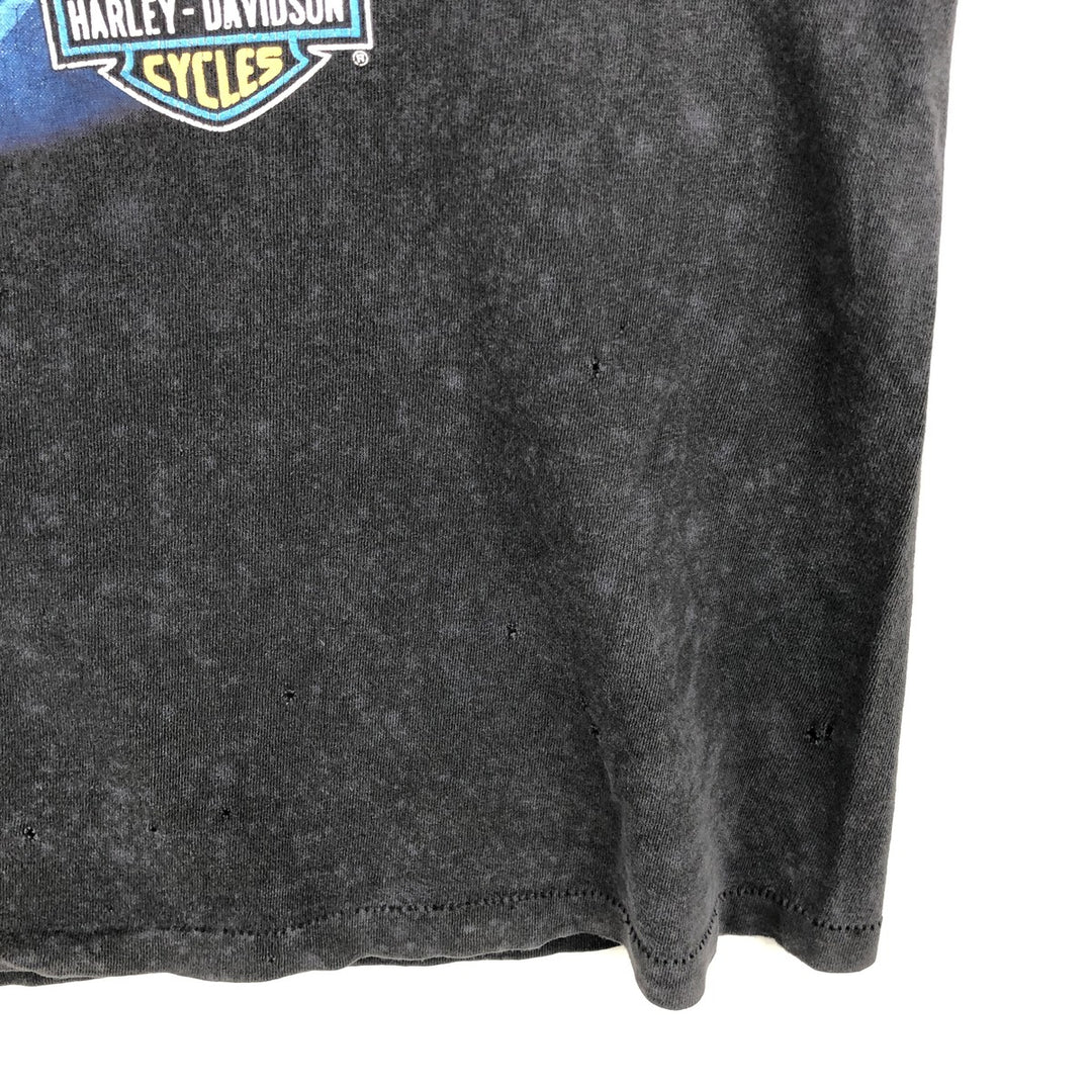 90'S Harley-Davidson Wolf Pattern Motorcycle T-Shirt, Made in USA, Men's Size XL (approx.) cotton navy blue type Vintage Second Hand