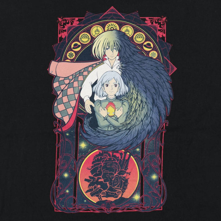 HOWL'S MOVING CASTLE Character Print T-Shirt (Men's XL equivalent) cotton black type Vintage Second Hand