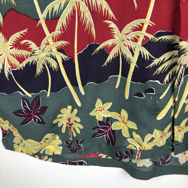 Ralph Lauren Polo Sport All-over Print Open Collar Horizontal Pattern Rayon Aloha Shirt Box Shirt Rayon Green type dark green Vintage Second Hand