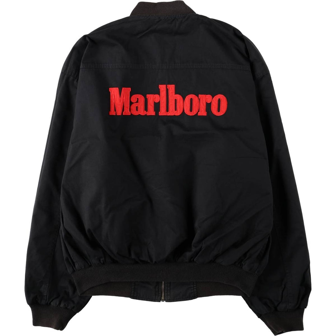 Marlboro reversible back logo cotton blouson, men's size L cotton black type Vintage Second Hand