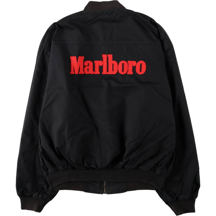 Marlboro reversible back logo cotton blouson, men's size L cotton black type Vintage Second Hand