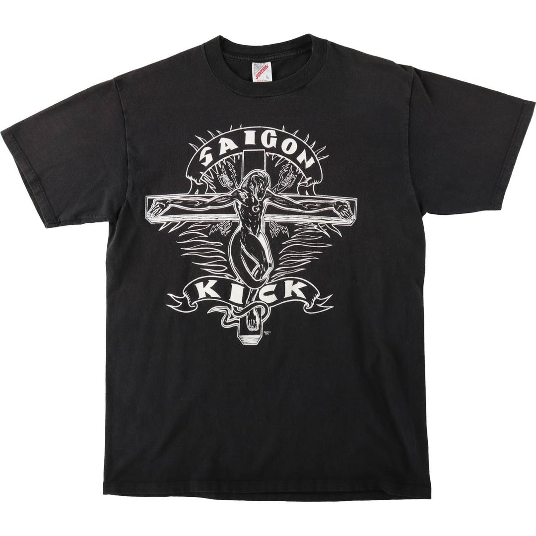 90'S Jerzees SAIGON KICK Band T-Shirt, Made in USA, Men's Size L (approx.), Vintage cotton black type Vintage Second Hand
