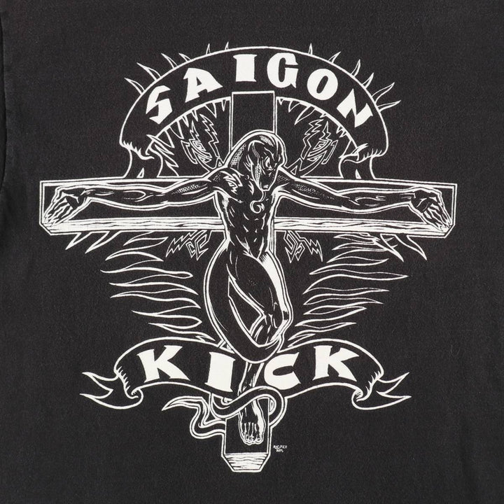 90'S Jerzees SAIGON KICK Band T-Shirt, Made in USA, Men's Size L (approx.), Vintage cotton black type Vintage Second Hand