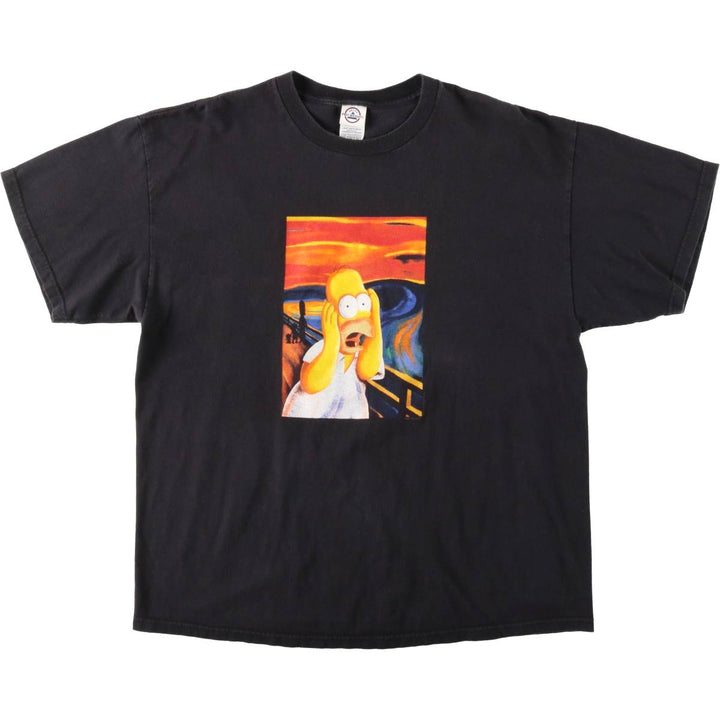 2000'S Delta THE SIMPSONS Munch's Scream parody character print T-shirt, men's size XL equivalent. cotton black type Vintage Second Hand