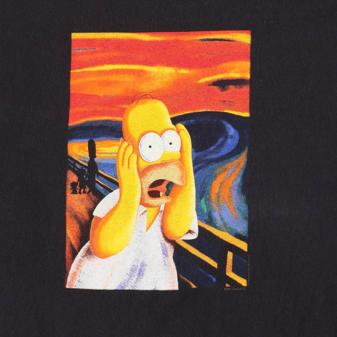 2000'S Delta THE SIMPSONS Munch's Scream parody character print T-shirt, men's size XL equivalent. cotton black type Vintage Second Hand