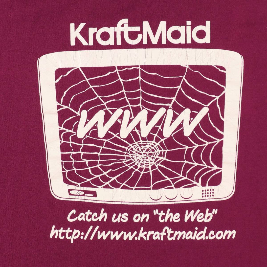 80s-90'S JERSEY'S KRAFTMAID Spiderweb Advertising T-Shirt, Men's XL equivalent, Vintage cotton wine-red Vintage Second Hand