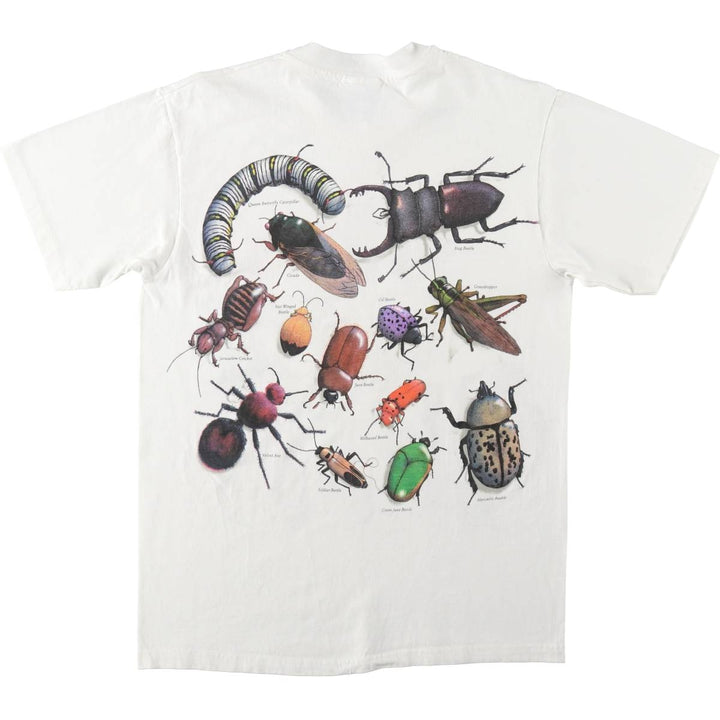 90'S Hanes BEEFY-T insect print t-shirt, men's size M equivalent, vintage. cotton black type Vintage Second Hand