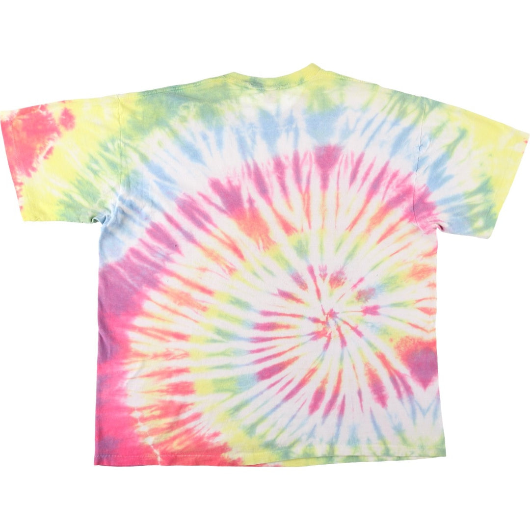 80'S BELTON Skull Pattern Tie-Dye Print T-Shirt, Made in USA, Men's XXL equivalent, Vintage cotton yellow type Vintage Second Hand