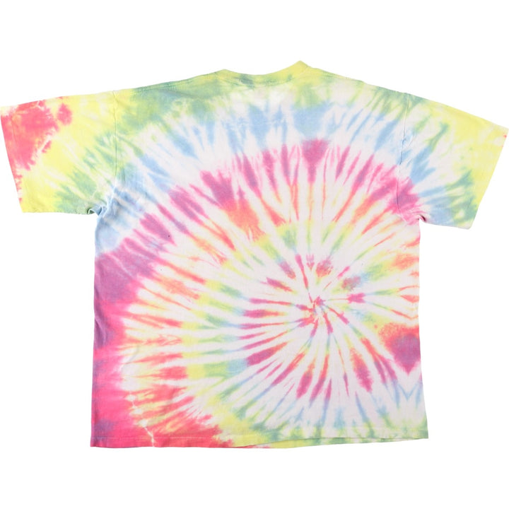 80'S BELTON Skull Pattern Tie-Dye Print T-Shirt, Made in USA, Men's XXL equivalent, Vintage cotton yellow type Vintage Second Hand