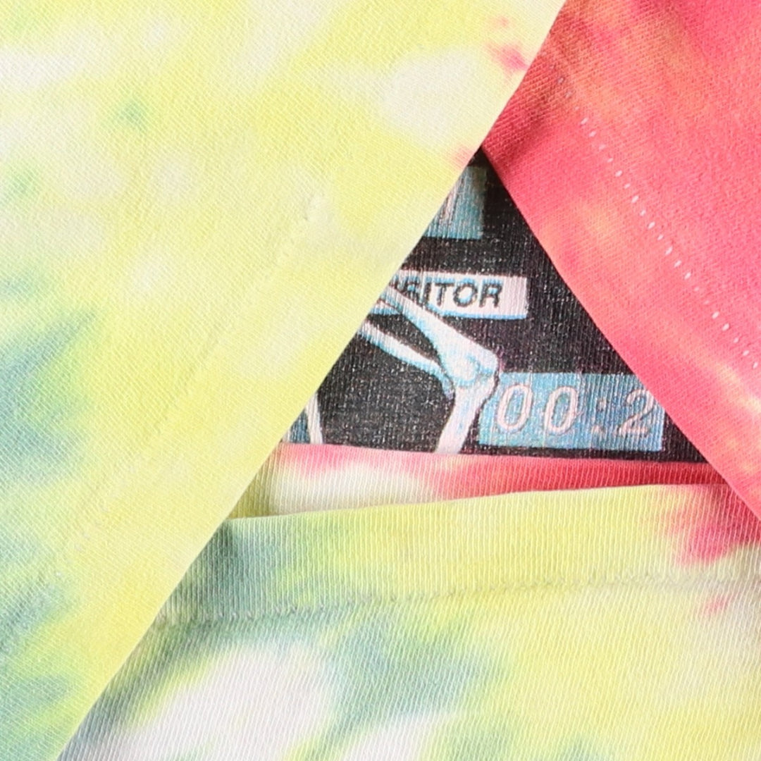 80'S BELTON Skull Pattern Tie-Dye Print T-Shirt, Made in USA, Men's XXL equivalent, Vintage cotton yellow type Vintage Second Hand