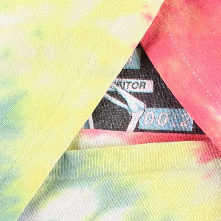 80'S BELTON Skull Pattern Tie-Dye Print T-Shirt, Made in USA, Men's XXL equivalent, Vintage cotton yellow type Vintage Second Hand