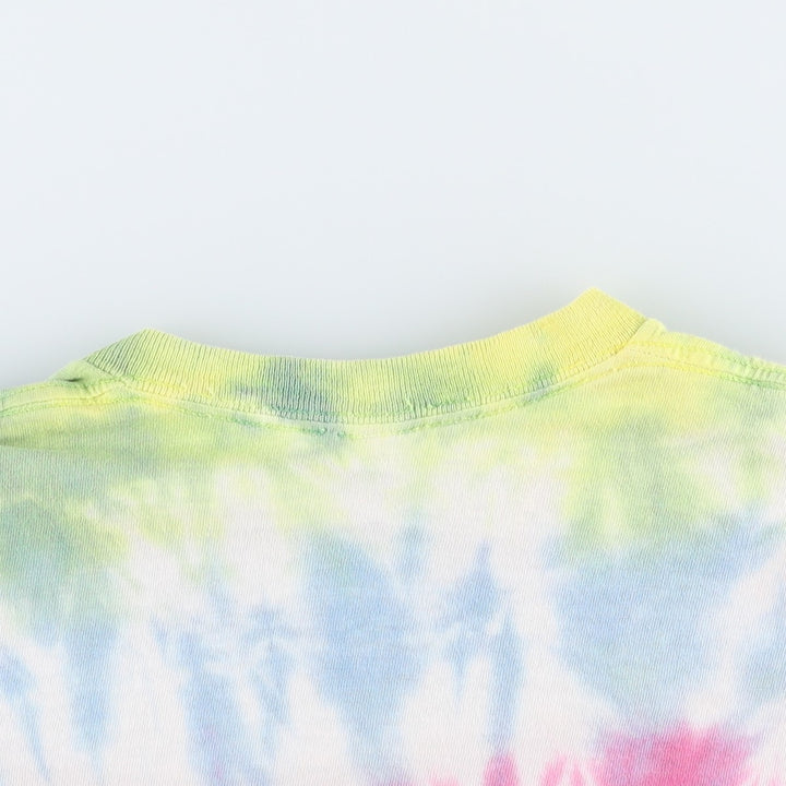 80'S BELTON Skull Pattern Tie-Dye Print T-Shirt, Made in USA, Men's XXL equivalent, Vintage cotton yellow type Vintage Second Hand