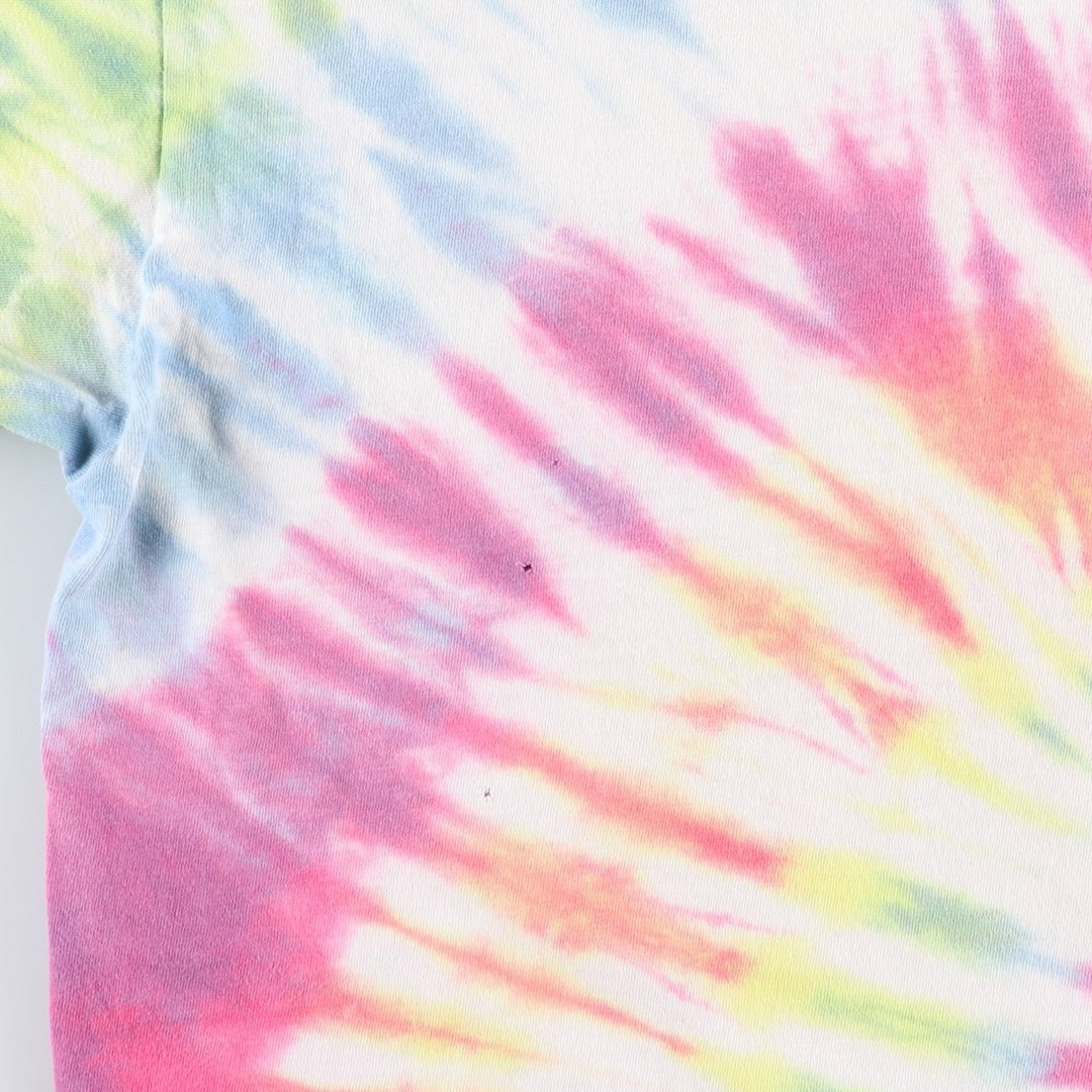 80'S BELTON Skull Pattern Tie-Dye Print T-Shirt, Made in USA, Men's XXL equivalent, Vintage cotton yellow type Vintage Second Hand