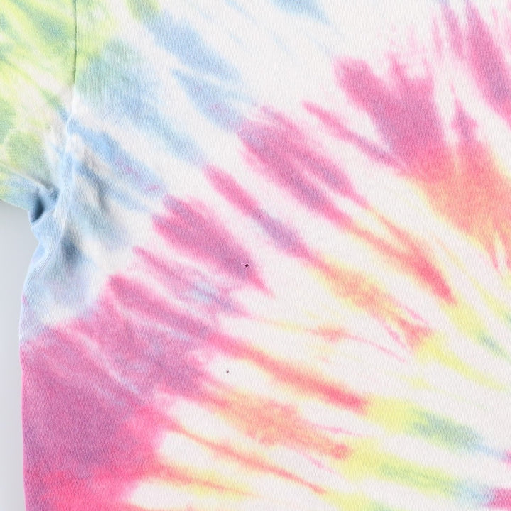 80'S BELTON Skull Pattern Tie-Dye Print T-Shirt, Made in USA, Men's XXL equivalent, Vintage cotton yellow type Vintage Second Hand