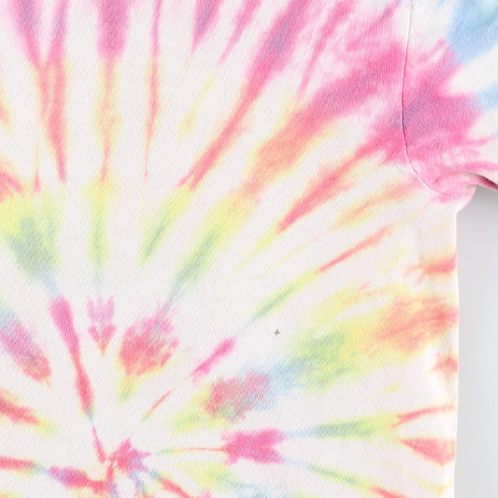 80'S BELTON Skull Pattern Tie-Dye Print T-Shirt, Made in USA, Men's XXL equivalent, Vintage cotton yellow type Vintage Second Hand