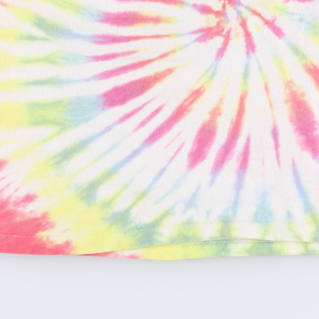 80'S BELTON Skull Pattern Tie-Dye Print T-Shirt, Made in USA, Men's XXL equivalent, Vintage cotton yellow type Vintage Second Hand
