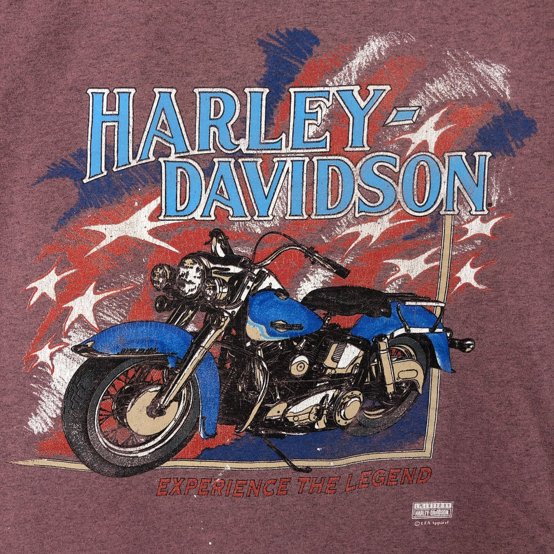 Harley-Davidson Mock Neck Motorcycle Long-Sleeve T-Shirt, Made in USA, Men's Size XL (approx.) unclear red type Vintage Second Hand