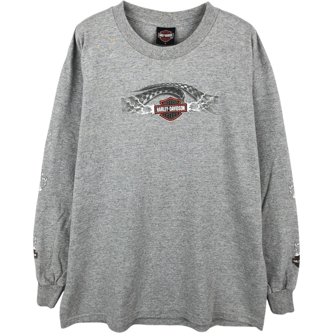 Harley-Davidson Long Sleeve T-Shirt, Men's Size L cotton gray type Vintage Second Hand
