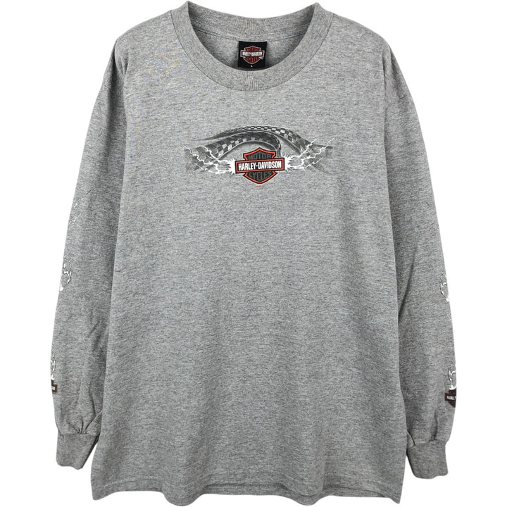Harley-Davidson Long Sleeve T-Shirt, Men's Size L cotton gray type Vintage Second Hand