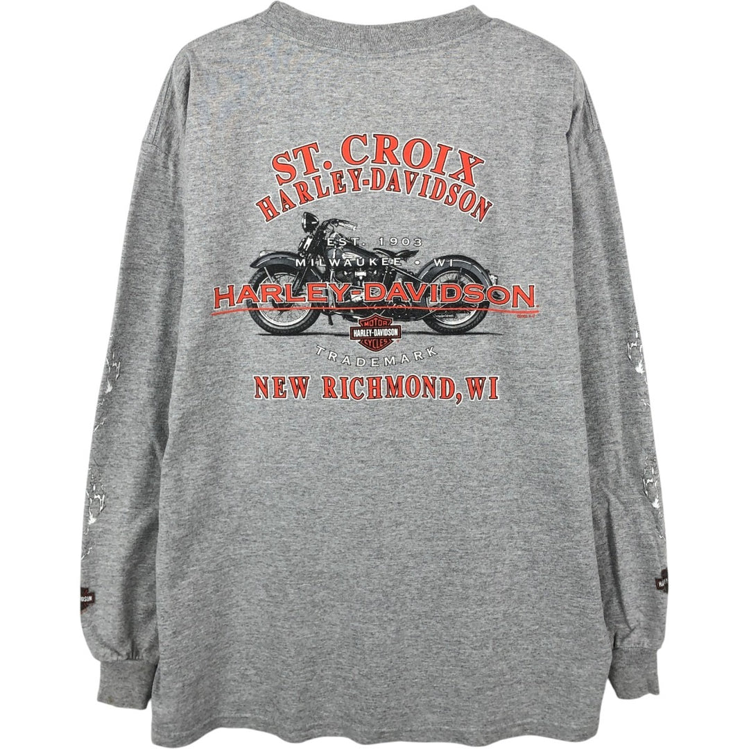 Harley-Davidson Long Sleeve T-Shirt, Men's Size L cotton gray type Vintage Second Hand