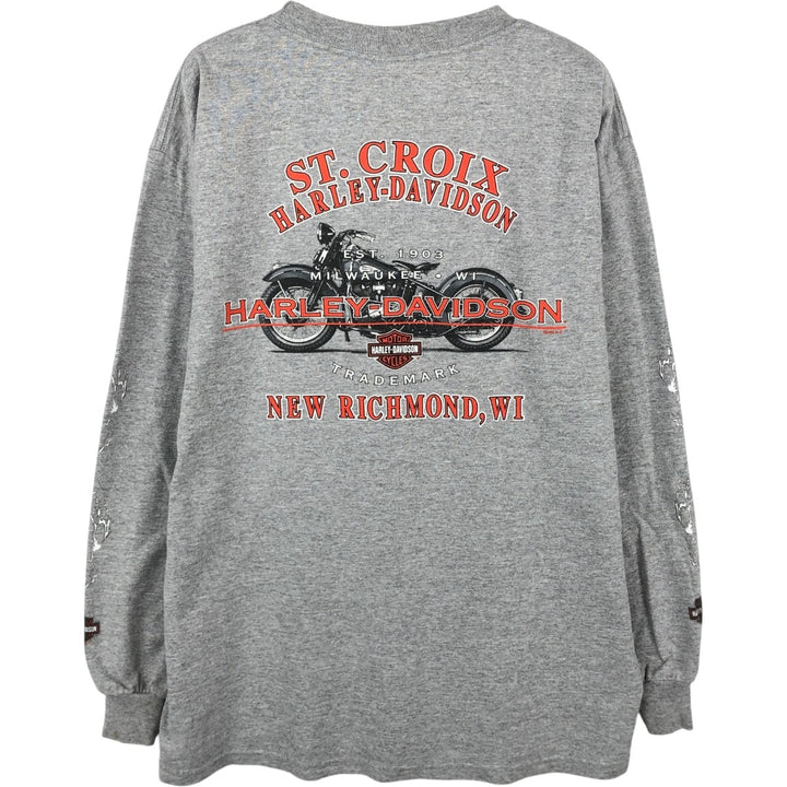 Harley-Davidson Long Sleeve T-Shirt, Men's Size L cotton gray type Vintage Second Hand