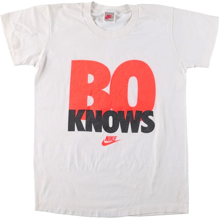 90'S Nike Silver Tag Printed T-Shirt, Made in USA, Men's Size S (Equivalent), Vintage polyester white type Vintage Second Hand