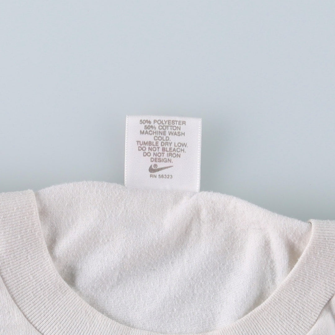 90'S Nike Silver Tag Printed T-Shirt, Made in USA, Men's Size S (Equivalent), Vintage polyester white type Vintage Second Hand