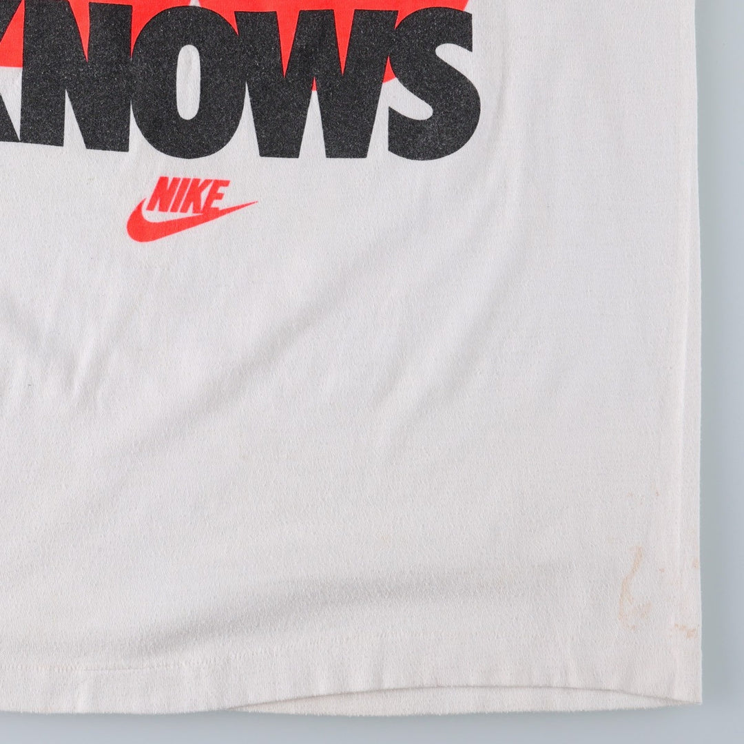 90'S Nike Silver Tag Printed T-Shirt, Made in USA, Men's Size S (Equivalent), Vintage polyester white type Vintage Second Hand