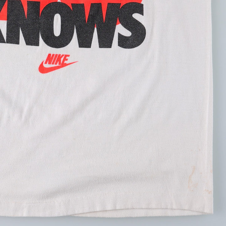 90'S Nike Silver Tag Printed T-Shirt, Made in USA, Men's Size S (Equivalent), Vintage polyester white type Vintage Second Hand