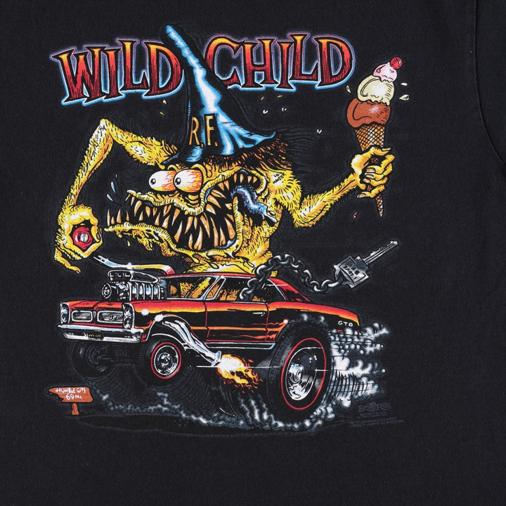 RAT FINK anime character print T-shirt, men's size XL (equivalent). unclear black type Vintage Second Hand