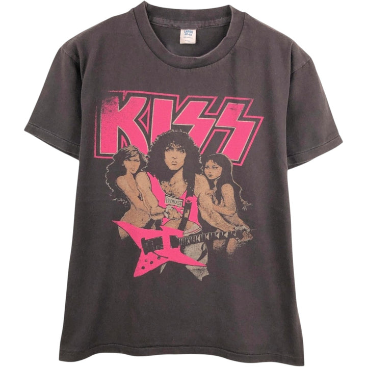 KISS Band T-shirt, Band T, Men's L size cotton black type Vintage Second Hand
