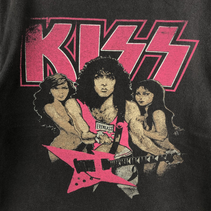 KISS Band T-shirt, Band T, Men's L size cotton black type Vintage Second Hand