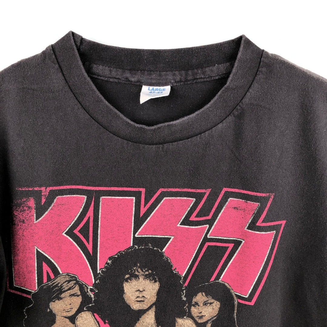 KISS Band T-shirt, Band T, Men's L size cotton black type Vintage Second Hand