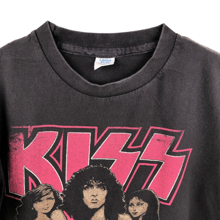 KISS Band T-shirt, Band T, Men's L size cotton black type Vintage Second Hand