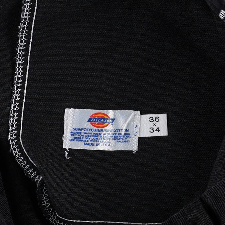 70s-80'S Dickies work pants, small tag, made in USA, men's size W34 equivalent, vintage. polyester black type Vintage Second Hand