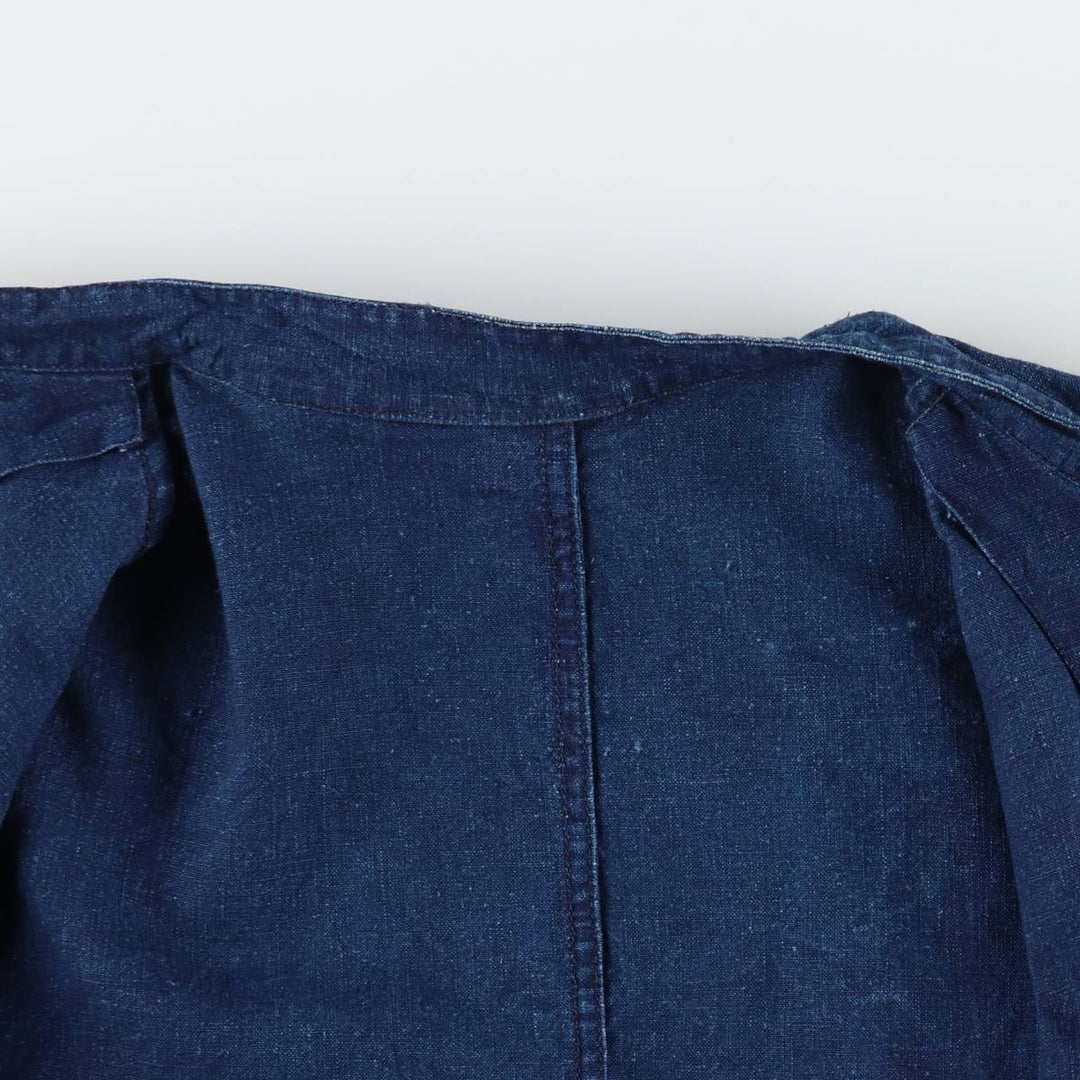 1950s-1960'S Mao Collar China Jacket, French Workwear, Men's Size XL (Equivalent), Vintage unclear Navy blue Vintage Second Hand
