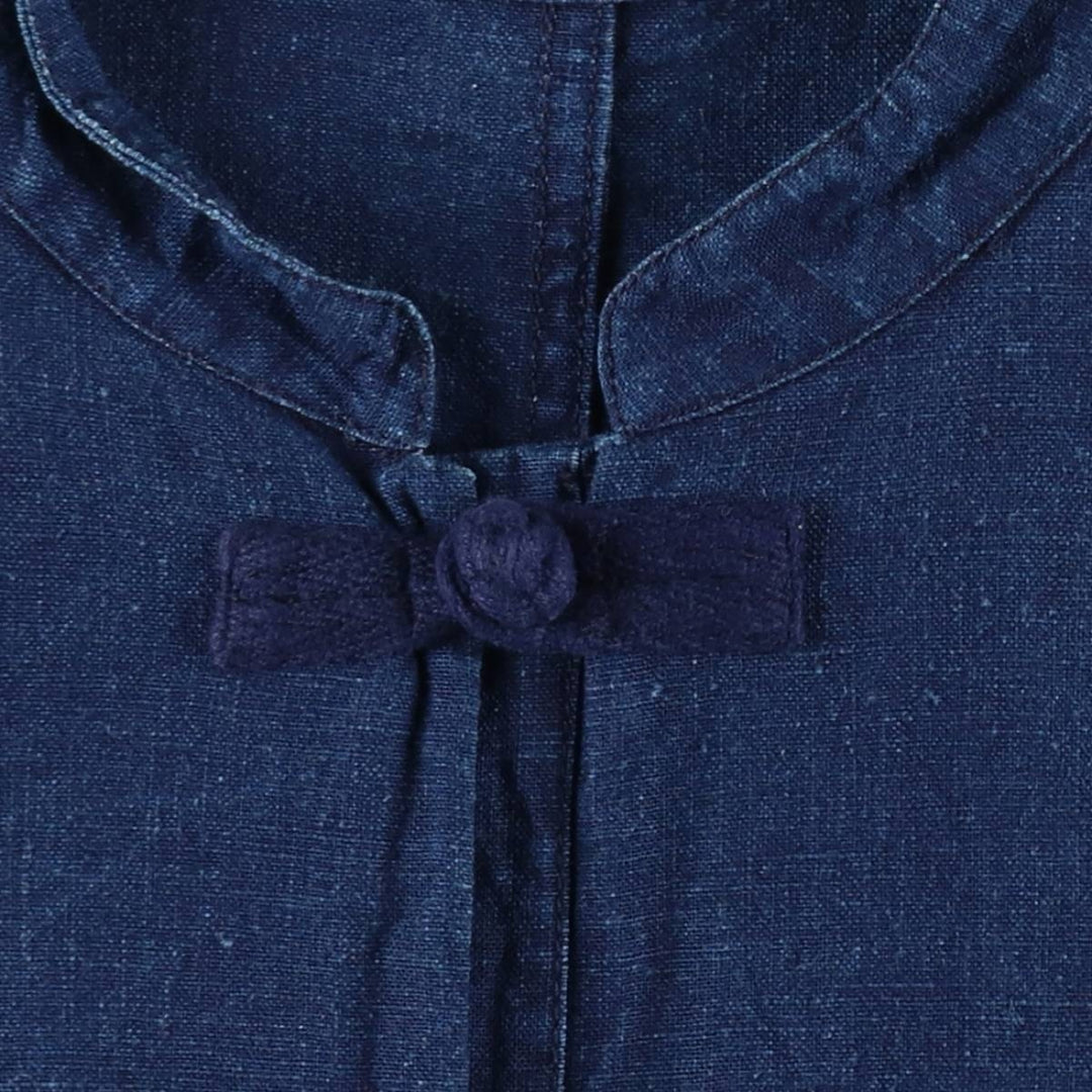 1950s-1960'S Mao Collar China Jacket, French Workwear, Men's Size XL (Equivalent), Vintage unclear Navy blue Vintage Second Hand