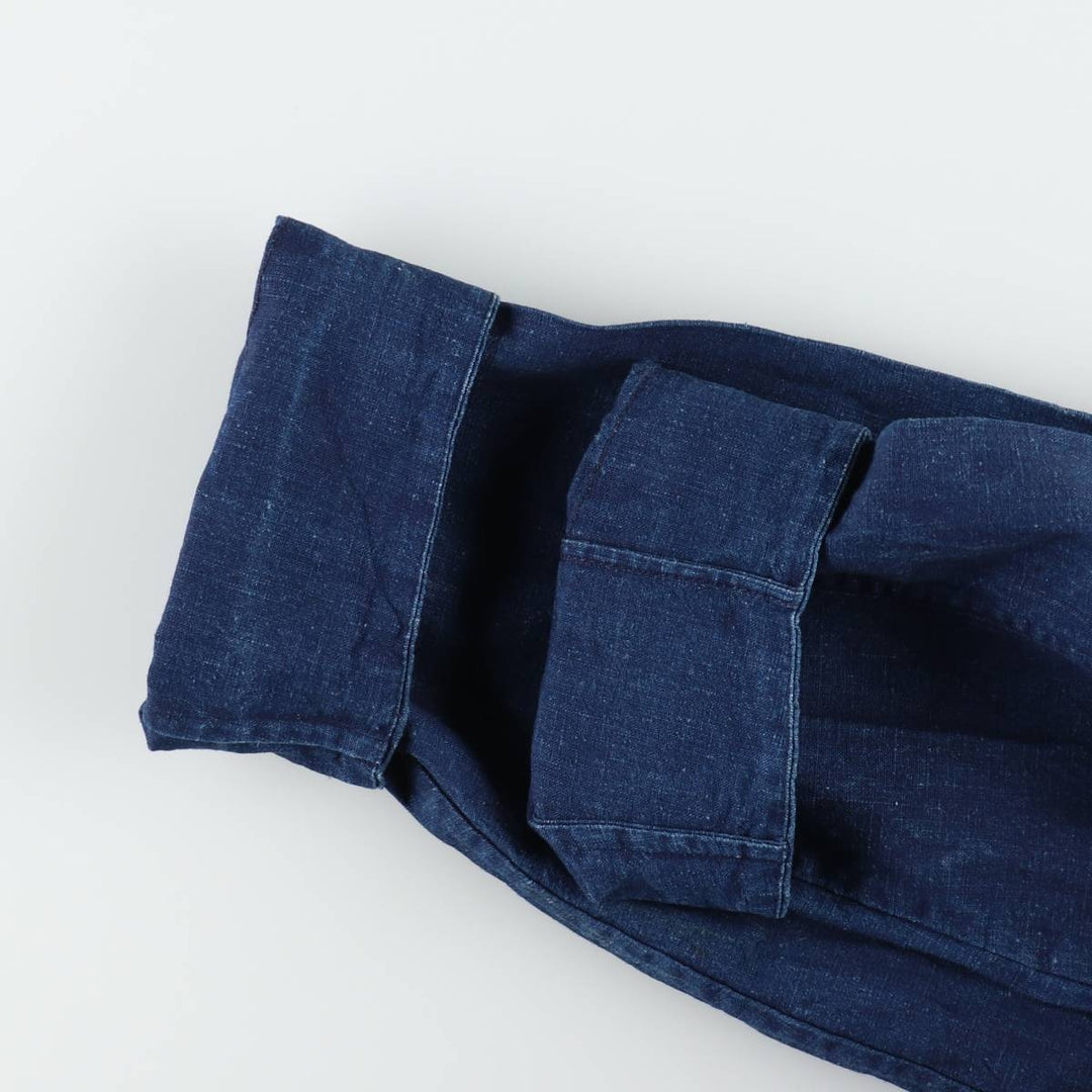 1950s-1960'S Mao Collar China Jacket, French Workwear, Men's Size XL (Equivalent), Vintage unclear Navy blue Vintage Second Hand