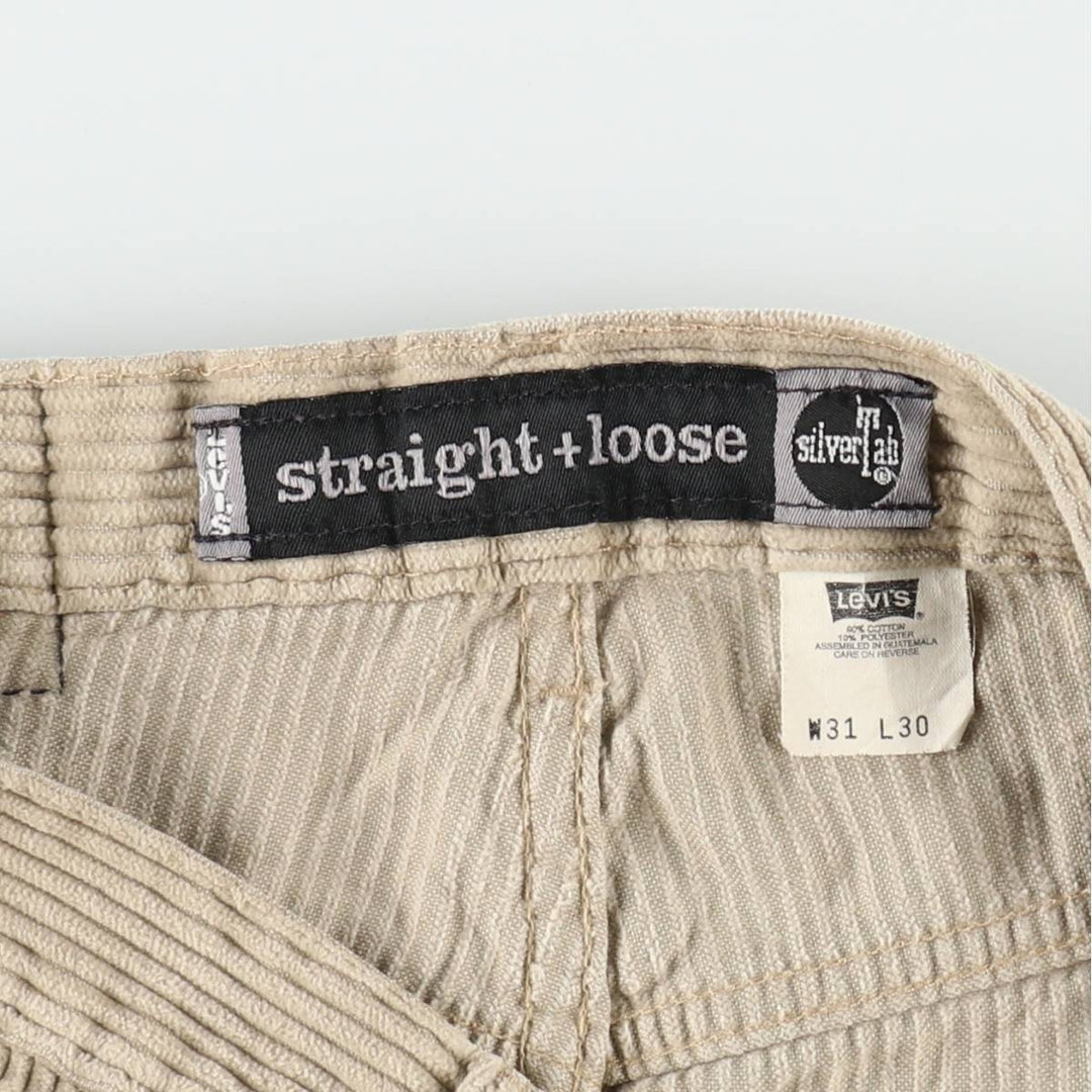 90'S Levi's Silver Tab Straight Loose Corduroy Pants, Men's W31 (approx.), Vintage cotton Beige type Vintage Second Hand