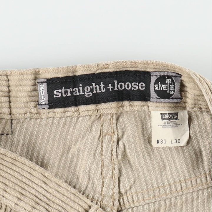 90'S Levi's Silver Tab Straight Loose Corduroy Pants, Men's W31 (approx.), Vintage cotton Beige type Vintage Second Hand