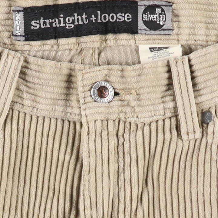 90'S Levi's Silver Tab Straight Loose Corduroy Pants, Men's W31 (approx.), Vintage cotton Beige type Vintage Second Hand