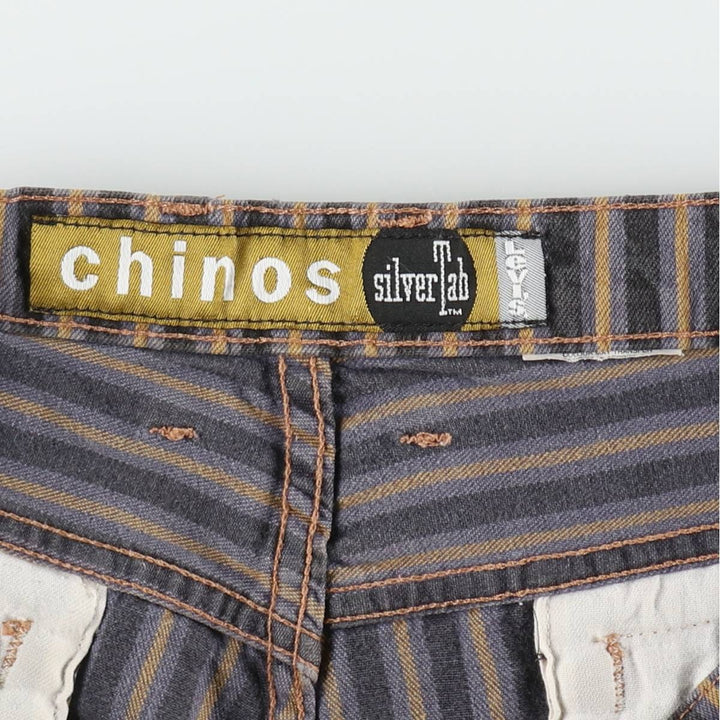 90'S Levi's Silver Tab Chinos Stripe Pattern Chino Shorts, Men's Size W34 (approx.), Vintage unclear Charcoal Vintage Second Hand