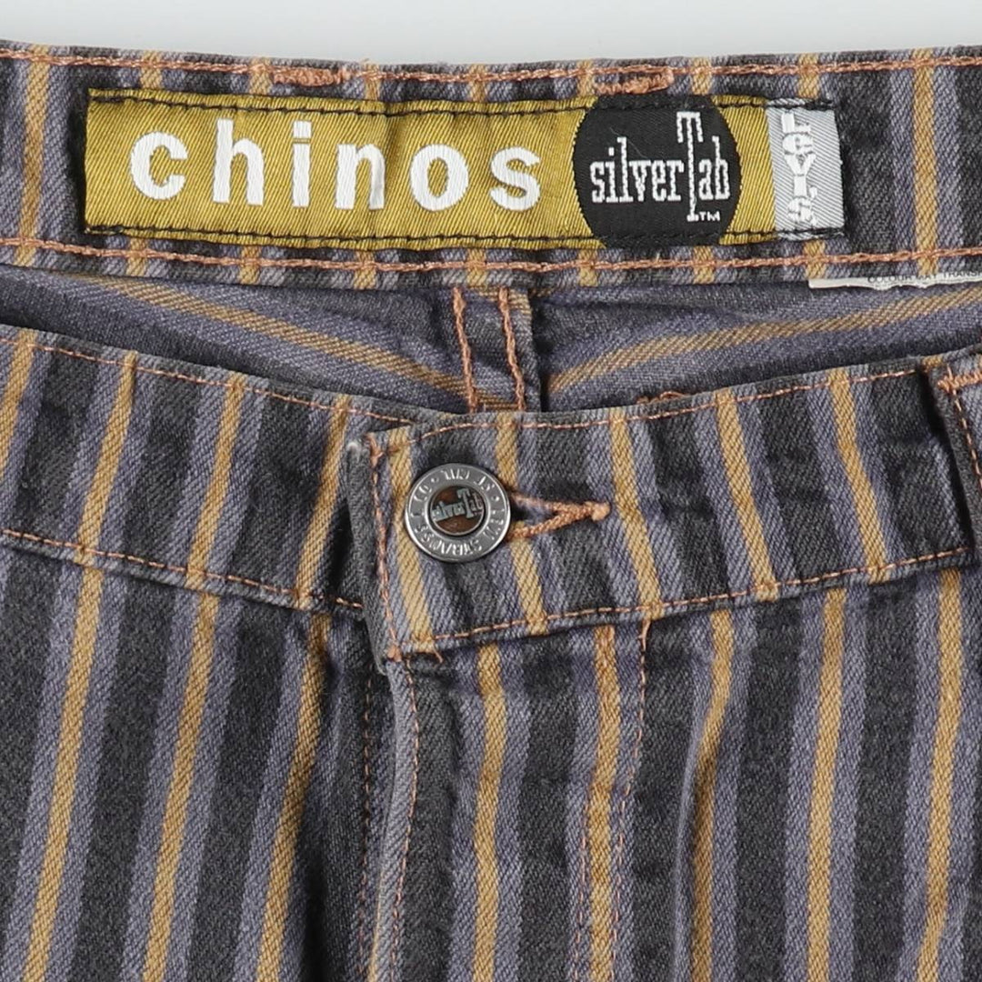 90'S Levi's Silver Tab Chinos Stripe Pattern Chino Shorts, Men's Size W34 (approx.), Vintage unclear Charcoal Vintage Second Hand