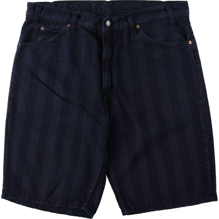 90'S Levi's 36550-2459 Stripe Pattern Orange Tab Black Denim Shorts, Made in USA, Men's W38 (approx.) cotton black type Vintage Second Hand